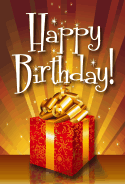 Gift Box Gold Ribbon Birthday Card