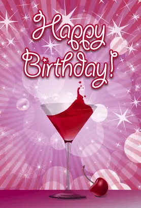 Cherry Cocktail Birthday Card
