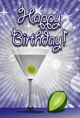 Cocktail With Lime Birthday Card