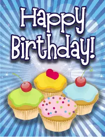 Cupcake Cherries Small Birthday Card