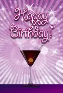 Purple Martini Birthday Card birthday cards