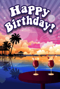 Beach Sunset Theme Birthday Card