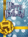 Gold Ribbon With Blue Small Birthday Card