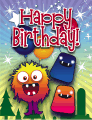 Monsters Balloons Small Birthday Card