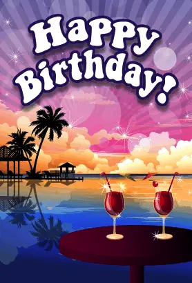 Beach Sunset Theme Birthday Card