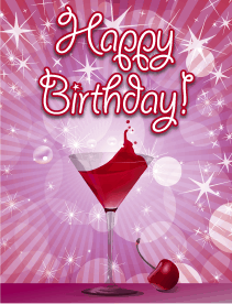 Cherry Cocktail Small Birthday Card