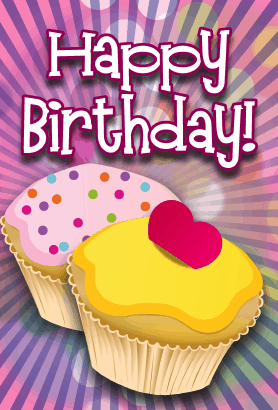 Cupcake Heart Birthday Card