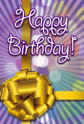 Gold Ribbon With Colors Birthday Card