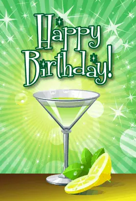 Green Martini Birthday Card