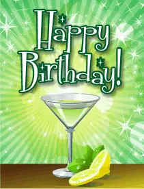 Green Martini Small Birthday Card