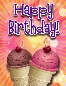 Ice Cream Cones Cherries Small Birthday Card
