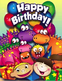 Kids Monsters Dinosaurs Small Birthday Card