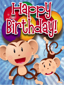 Monkeys Small Birthday Card