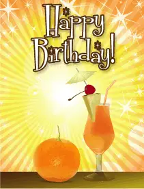 Orange Cocktail Small Birthday Card