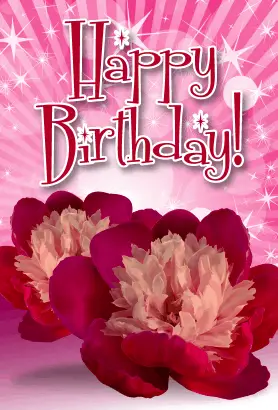 Pink Flowers Birthday Card