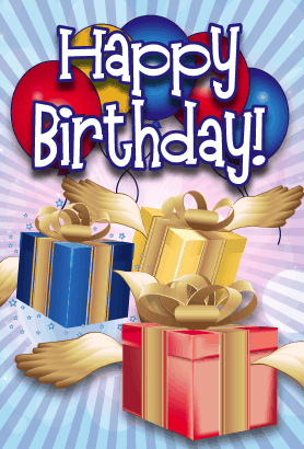 Presents With Wings Birthday Card