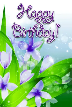 Purple Flowers Birthday Card