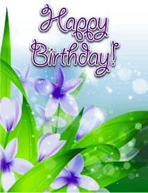 Purple Flowers Small Birthday Card