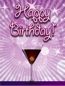 Purple Martini Small Birthday Card