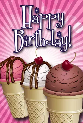 Three Ice Cream Cones Birthday Card