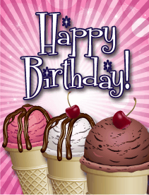 Three Ice Cream Cones Small Birthday Card